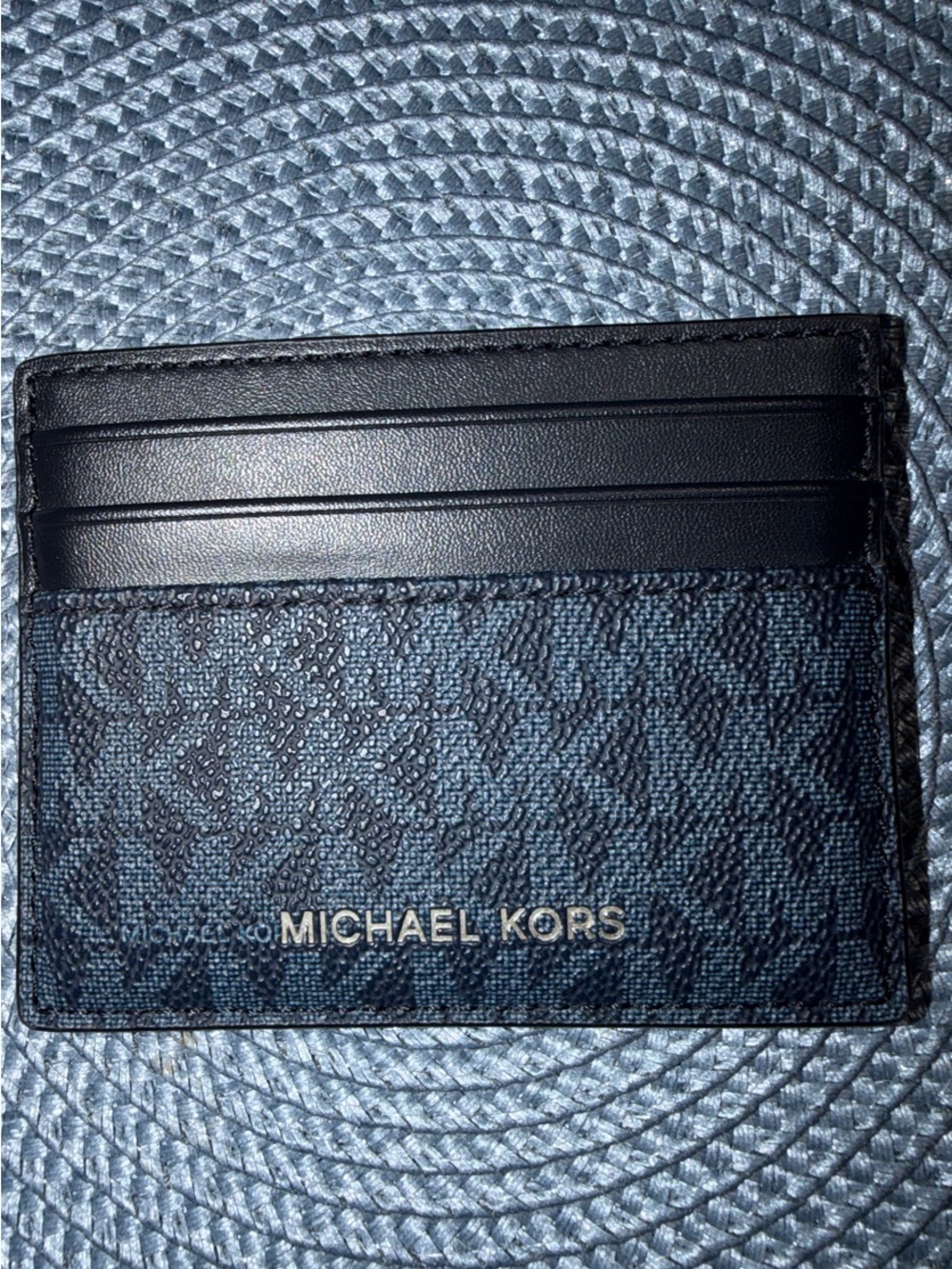 MICHAEL KORS Navy and Black Signature Card Case